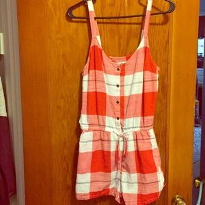 Red and white plaid romper